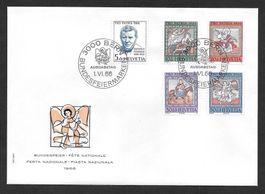 Abart Pro Patria B132.2.01 verbreiteter Scheitel FDC ET 1966