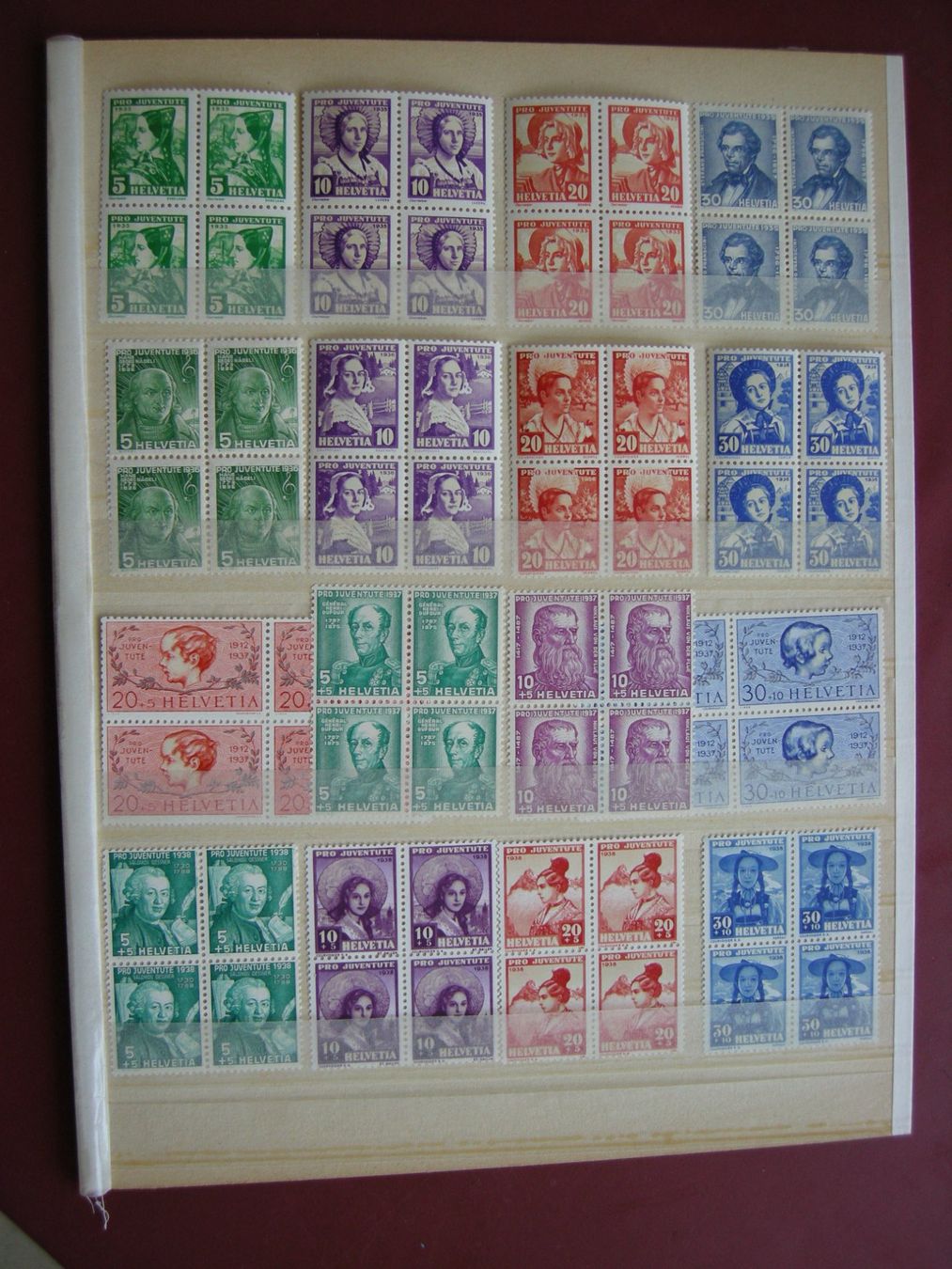 Tutti i francobolli: 1913-1960 PRO JUVENTUTE, 4er BLOCK POSTFRISCH/**, complet – Nuovo (secondo la descrizione) da Eschenbach SG venduto da eDaisy 4