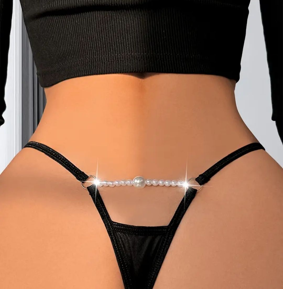 Sonstige Unterwäsche: String mit Perlen schwarz Grösse M  – Neu (gemäss Beschreibung) aus Tuggen von Basinger 2