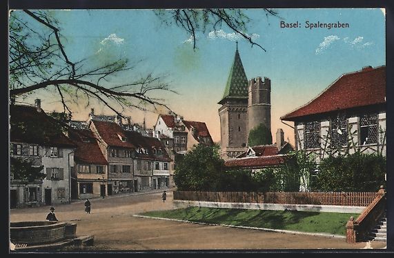 Cartoline postali: AK Basel, Partie am Spalengraben, 1932 – Usato da Berlin venduto da bartko-reher