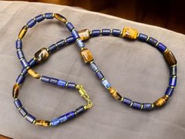 Unikat 💎 Halskette aus Lapislazuli und Tigerauge