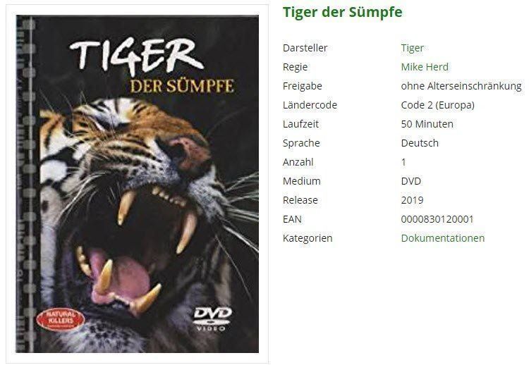 Tutti i DVDs: Tiger der Sümpfe (DVD) – Usato da Buchrain venduto da Sssschaller