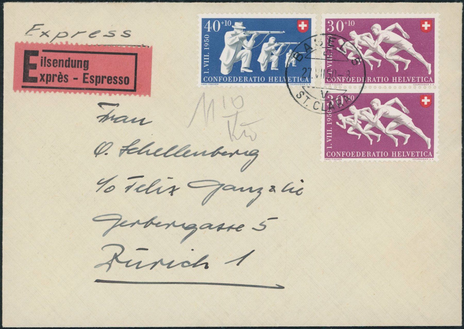 Tutti i francobolli: 1950 - Pro Patria - Brief - BFr – Usato da Schindellegi venduto da stationary