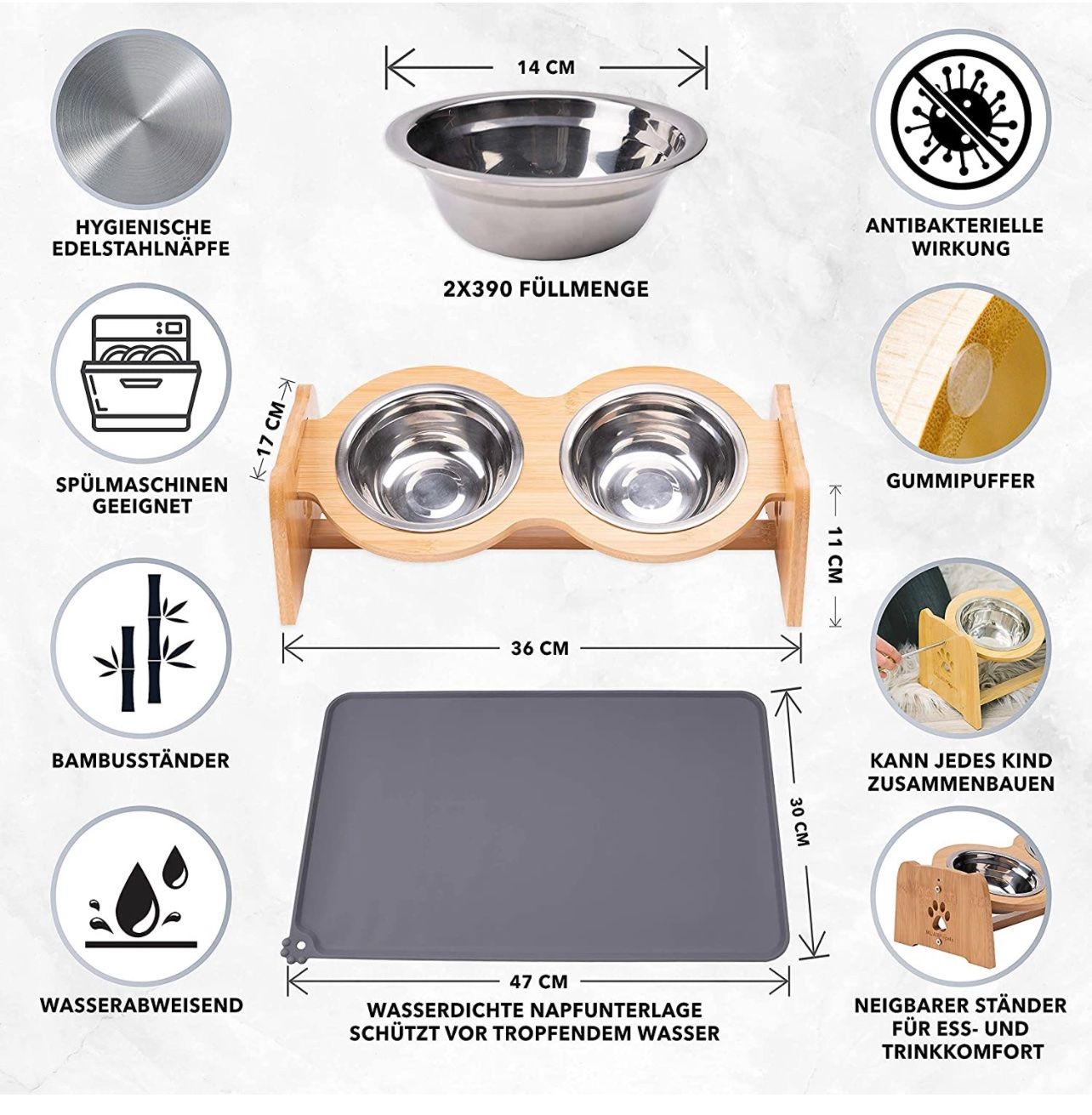 Mangimi: + Muawo Premium Hundenapf oder Katzennapf höhenverstellbar – Nuovo e nell'imballaggio originale da Amriswil venduto da JaJa-Express 2