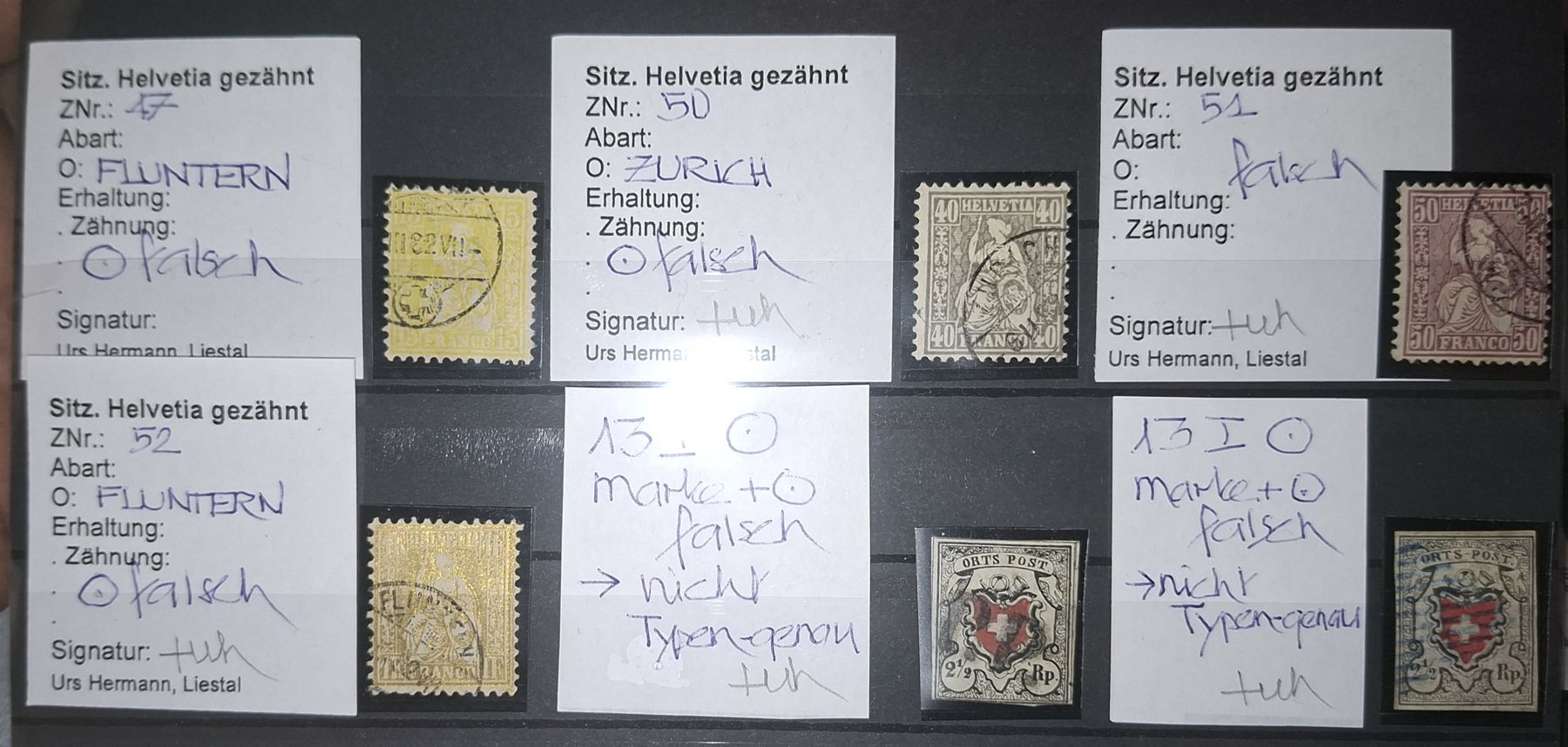 Tutti i francobolli: Lot diverser Fälschungen 13 Stk – Usato da Balgach venduto da SIMEON27 1