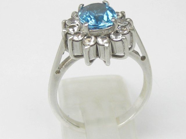 Ringe: Vintage Ring Silber 835 blauer weisser Topas Gr. 58 – Gebraucht aus Ermatingen von Decovin 3