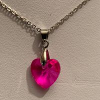 Kette mit pinkem Herzanhänger, Geschenkidee 💖