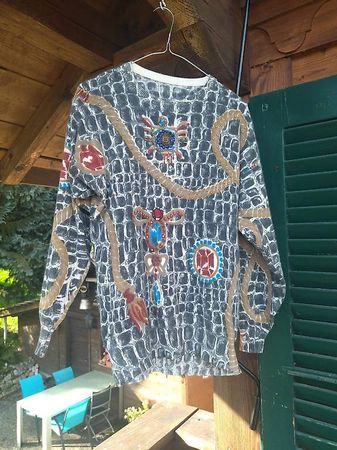 Vintage Batik Sweater w/ Embroideries