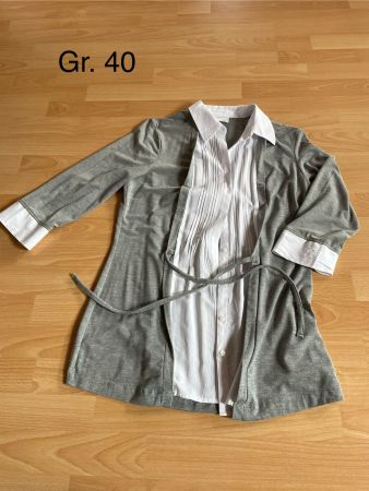 2in1 Bluse, Grau/Weiss, Grösse 40
