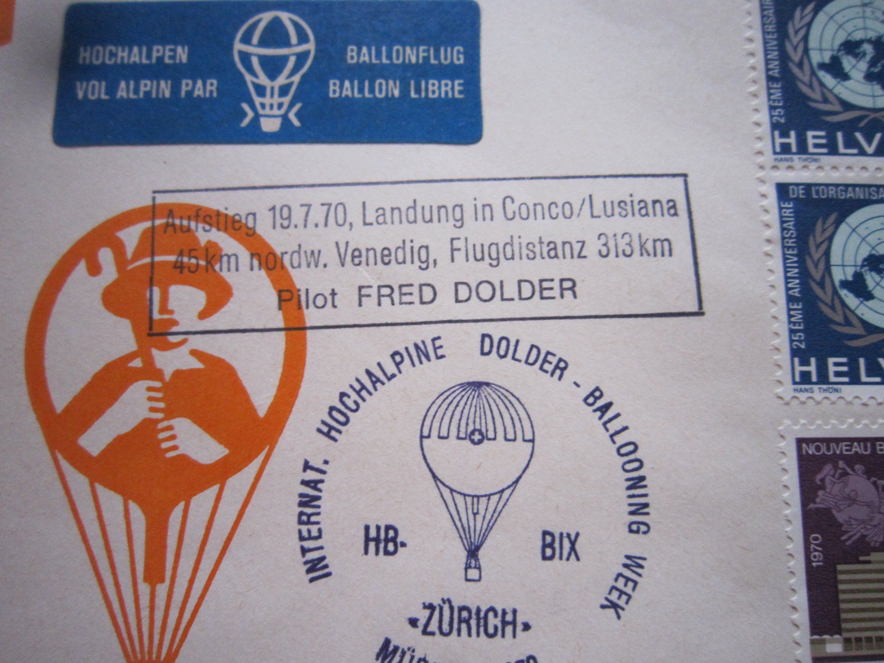 Tutti i francobolli: Ballonposto 1970 Stempel CHIASSO 2 – Usato da Giubiasco venduto da sal_9j6w 1