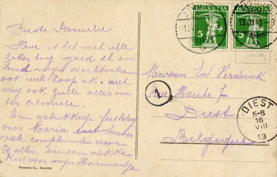 Ansichtskarten: Zermatt VS -  Monument SEILER       um 1913 – Gebraucht aus Brig von Valcards54 1