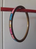 Vintage Messing & Perlmut Armreif Chunky Bangle Gr. M-L