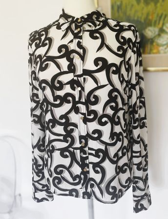 Diane von Furstenberg Seidenbluse schwarz weiss Gr4 36