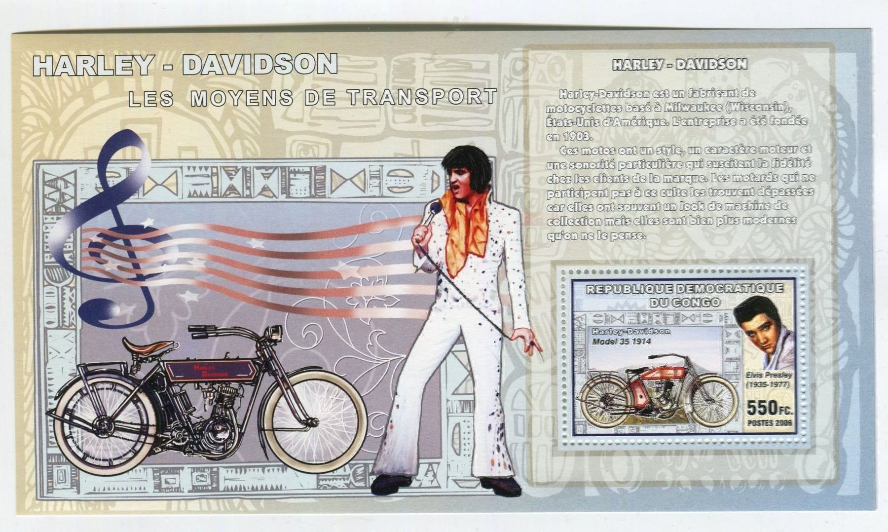 Tous les timbres: Block "Elvis Presley". Kongo. – Neuf avec emballage d'origine à Basel par Butsch5