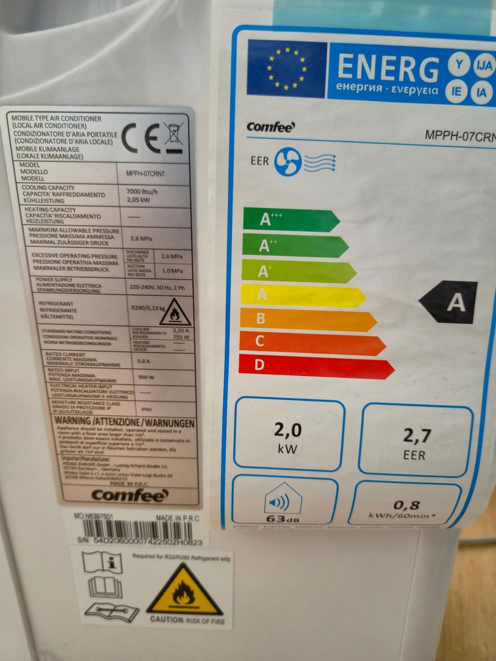 Condizionatori: Comfee Mobile Klimaanlage MPPH-07CRN7 – Usato da Binningen venduto da nini.vd 3