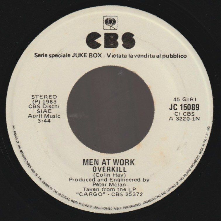 Schallplatten: 7 "  BANCO / MEN AT WORK MOBY DICK / OVERKILL juke box promo – Gebraucht aus Vezia von Aquarius_Age 1