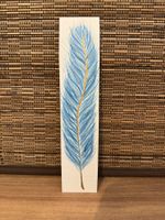 Lesezeichen Feder blau/gold