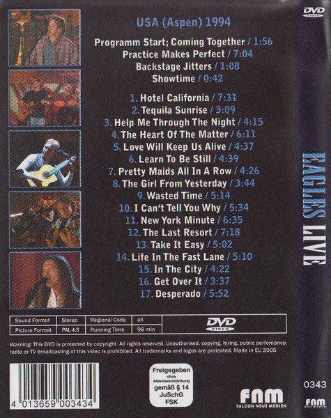 Tutti i DVDs: Eagles – Live – Usato da Brittnau venduto da Zibu 2