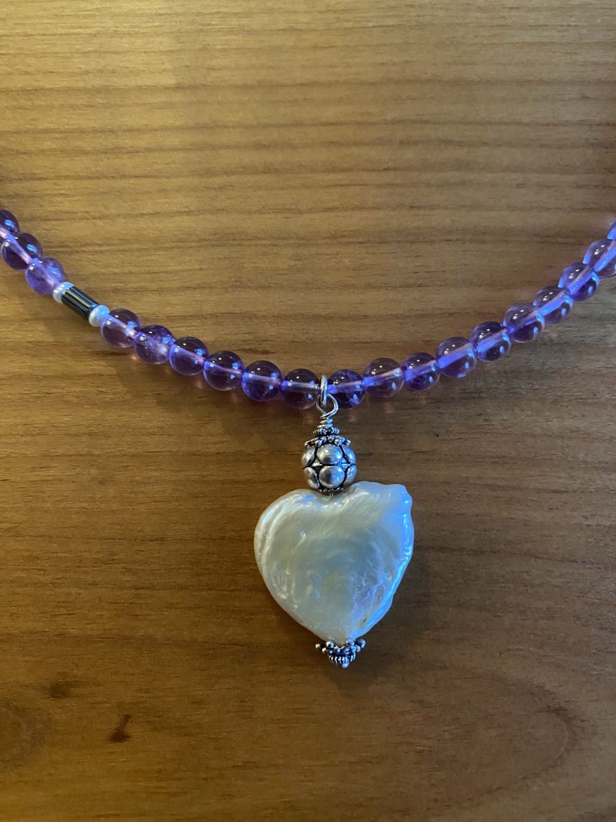Catenine: Halskette mit Herzperle und Amethysten, neu – Nuovo e nell'imballaggio originale da Hermrigen venduto da pepper015 1