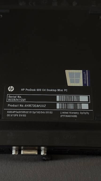PC: HP ProDesk 600 G4 Mini PC  Windows 11  Preis vhb. – Usato da Winterthur venduto da HRBRGoo8 3