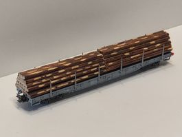 RhB Rungenwagen Holzstämme Spur N