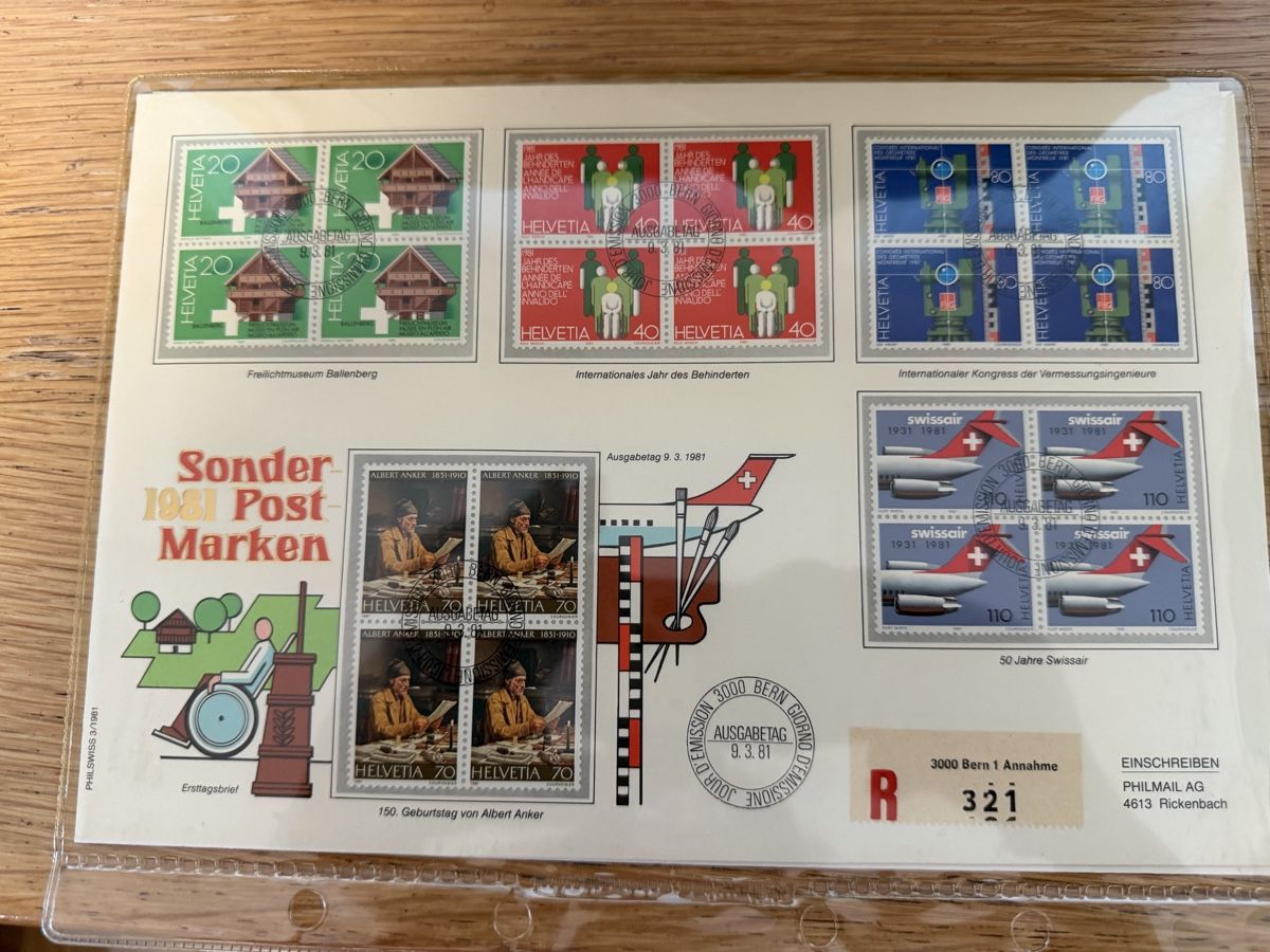 Tutti i francobolli: Luxusbrief FDC 9.3.81 Bern 4er Block Satz  – Nuovo (secondo la descrizione) da Murgenthal venduto da Tina_4055