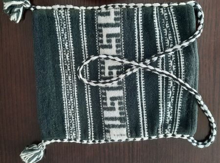 griechische Tasche, handgewoben, 40 Jahre alt schwarz
