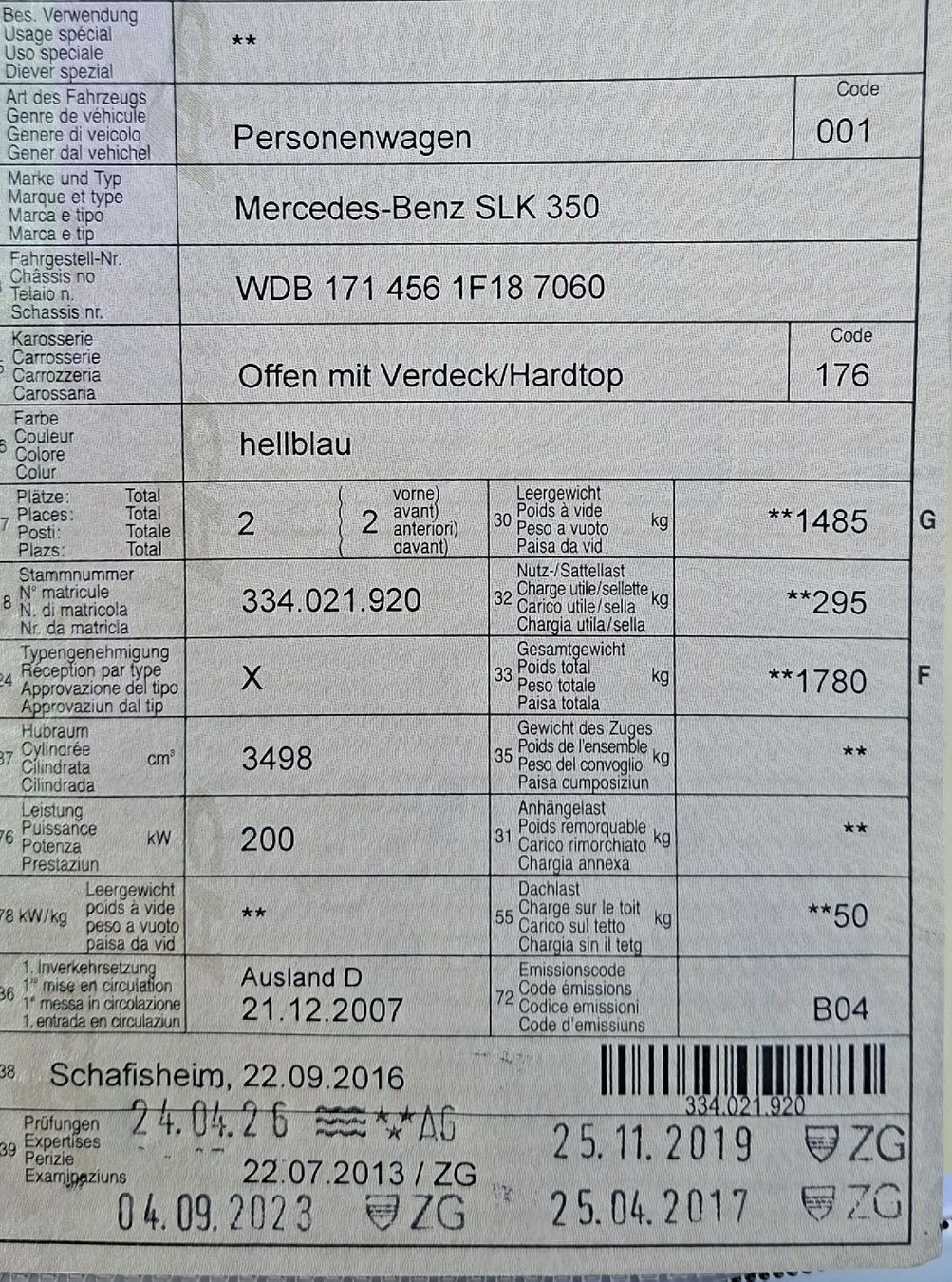 Mercedes-Benz Automobili: SLK 350 letztes Inserat, billiger wird er nicht – Usato da Dietwil venduto da spyerx 9