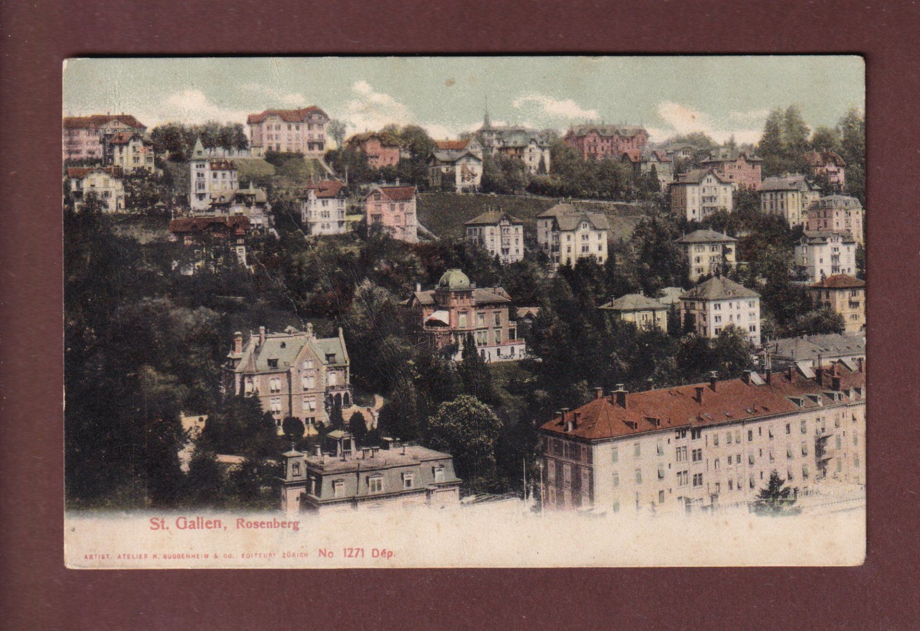 Cartoline postali: ST. GALLEN - Rosenberg - 1905 // Falte // – Usato da Pully venduto da nicecards-shop