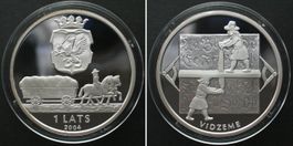 LETTLAND 1 Lats 2004 VIDZEME Silber PP