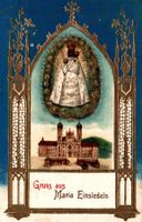 Prägekarte Kloster Einsiedeln mit Schwarzer Madonna