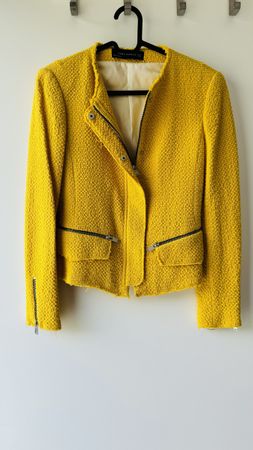 Veste Zara jaune tendance, style motard, taille XS