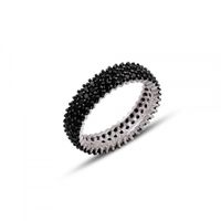 Ring Alliance Zirkonia schwarz 925 Silber 3 Linien 61