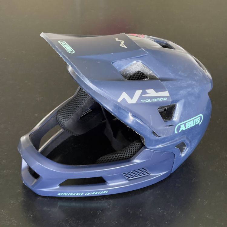 ABUS Casque VTT YouDrop FF – Intégral, Mentonnière Amovible, 9 Entrées D’air, Zoom Ace, Visière Break-Away – Enfants Ados