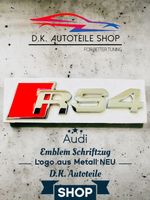 Audi RS4 Emblem Schriftzug Logo aus Metall NEU in Rot/Chrom