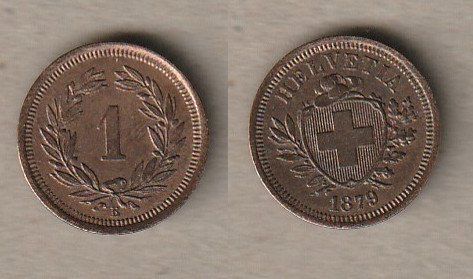 Toutes les monnaies: 1 Rappen 1879 ss-vz – D'occasion à Allschwil par Coinfreak