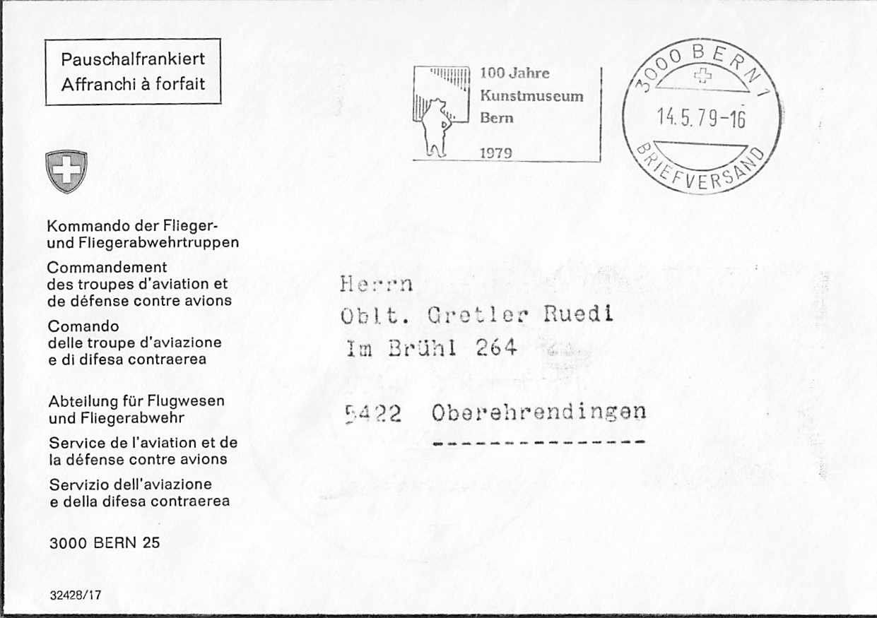 Alle Briefmarken: DIENSTCOUVERT des KOMMANDOS der FLIEGERTRUPPEN - rar – Gebraucht aus Lufingen von philatelieshop