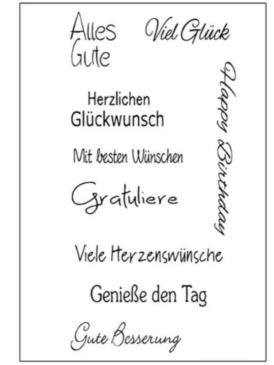 Timbri: Silikonstempel Nr.733, Texte, Glückwunsch – Nuovo e nell'imballaggio originale da Gretzenbach venduto da Fliegepilz56