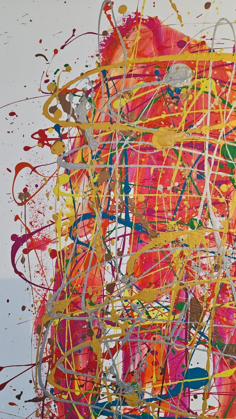 Dipinti: Tableau abstrait unique, couleurs vives et dynamiques! – Nuovo (secondo la descrizione) da Le Locle venduto da fab_c9hh 3