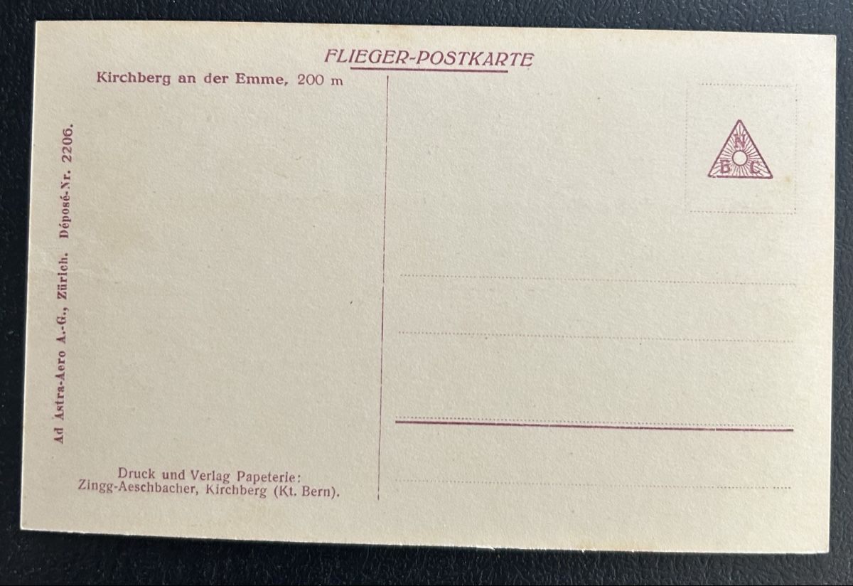 Cartoline postali: Fliegerpostkarte Kirchberg  – Usato da Horw venduto da Tellbub 1