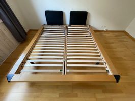 Doppelbett 200 x 180 (2X90) Holz mit 2 x Lattenrost