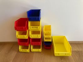Sichtlagerkästen Kunststoff rot gelb blau 17 Stk