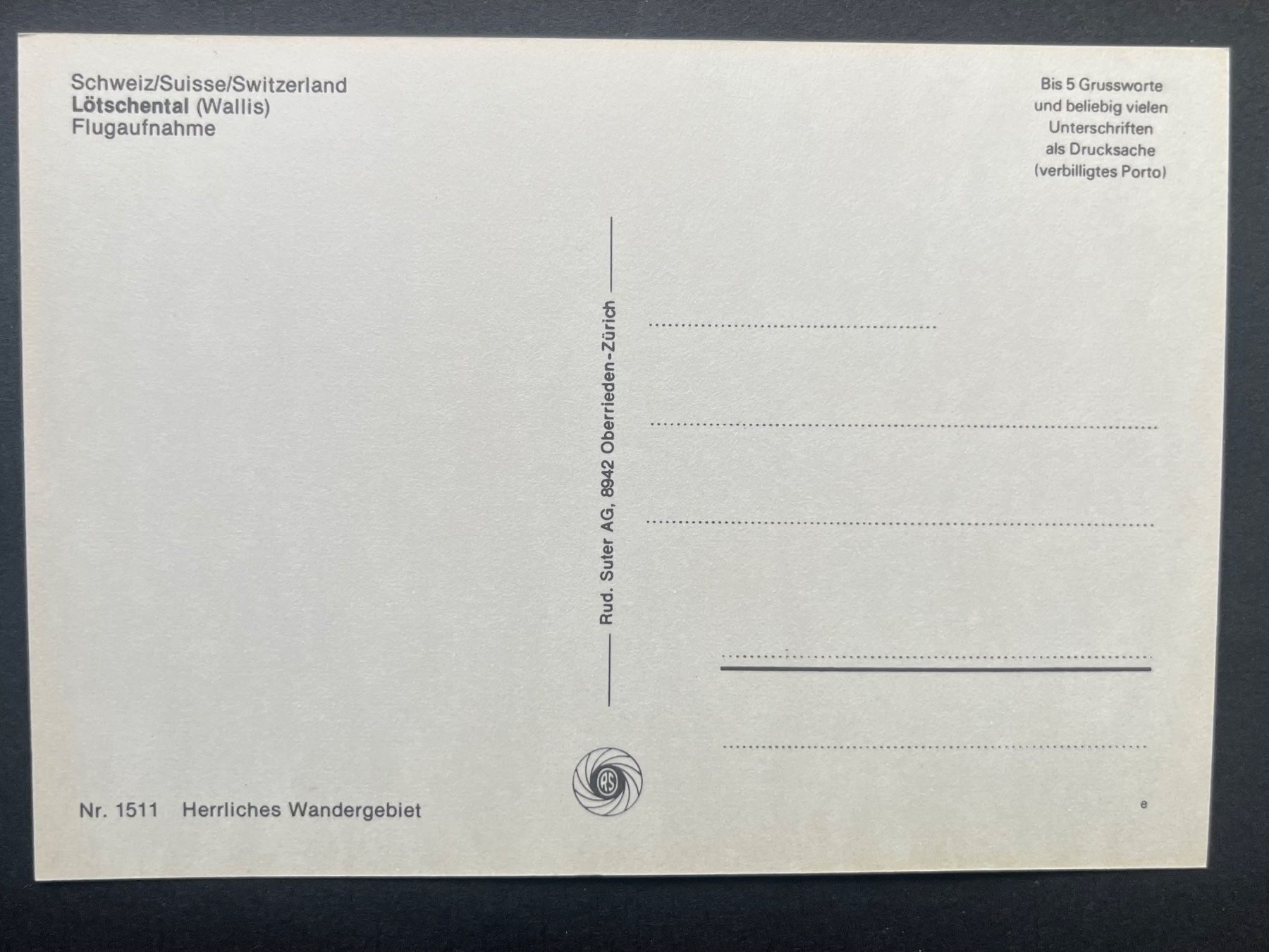 Cartoline postali: Lötschental Flugaufnahme, ca 1980 – Usato da Ostermundigen venduto da DaxKarten-75 1