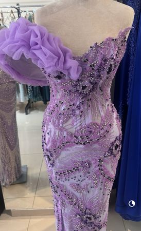 Abendkleid Lila bestickt neu Grösse S/M