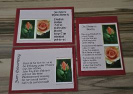 3× Geburtstagskarten mit Couvert "Rosen"