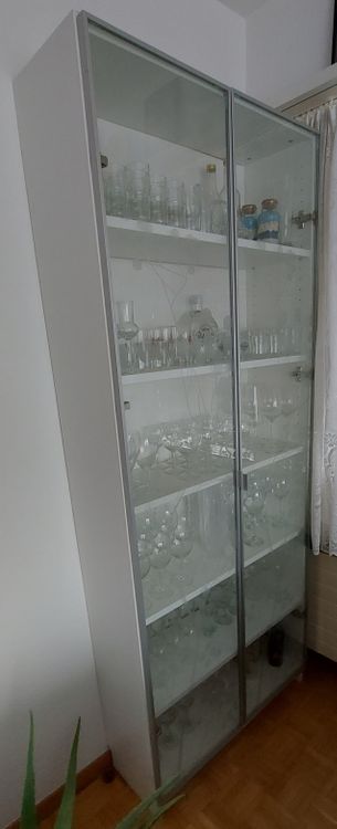 Zenithpath Glasvitrine 110x35x160cm - Mit Ausziehbarem Regal & Rollen