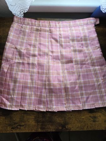 Pink Plaid Pleated Skirt with Shorts Size M