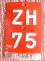 Velonummer / Fahrradnummer ZH 75