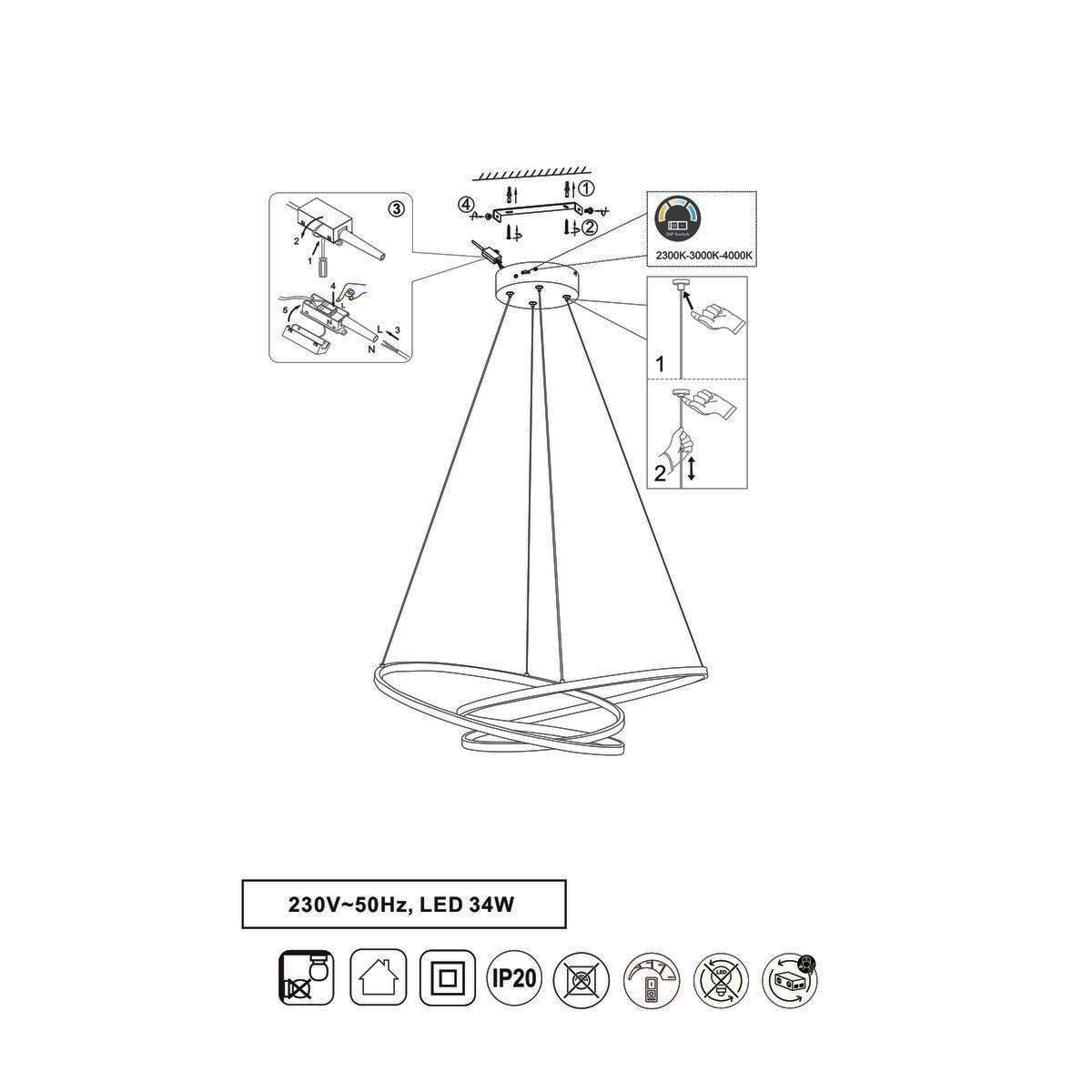 Lampadari & plafoniere: LED Pendelleuchte, Gold, 64 cm x 49 cm – Nuovo (secondo la descrizione) da Kreuzlingen venduto da Smart-Light 5