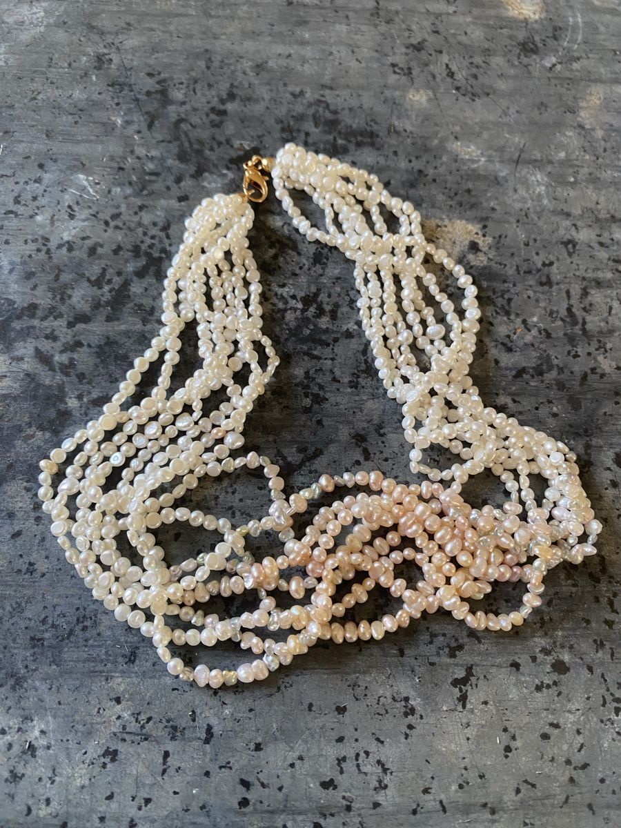 Perle (finte): Süsswasser-Perlen - Collier 8 - Rang, weiss, grau, rosa – Usato da Embrach venduto da bea_8424 8